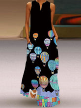 Vestido maxi sin mangas con cuello en V y estampado